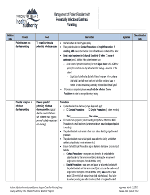 Infection Control Protocol for Diarrhea/Vomiting