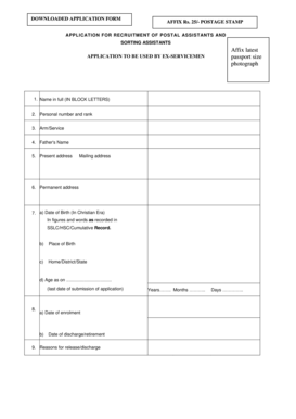 Postal Assistant and Sorting Assistant Application Form