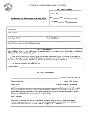 DC Emergency Absentee Ballot Application