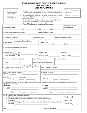Pakistan Visa Application Form
