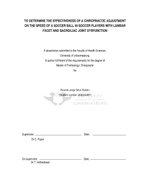 TO DETERMINE THE EFFECTIVENESS OF A CHIROPRACTIC ADJUSTMENT ON THE SPEED OF A SOCCER BALL IN SOCCER PLAYERS WITH LUMBAR FACET AND SACROILIAC JOINT DYSFUNCTION