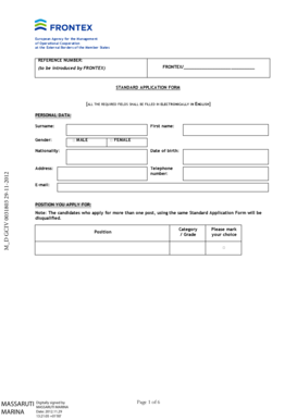Frontex Standard Application Form