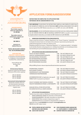 University of Johannesburg Application Form