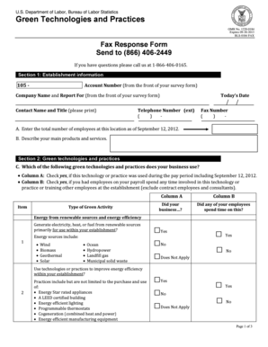 BLS Green Technologies Fax Response Form