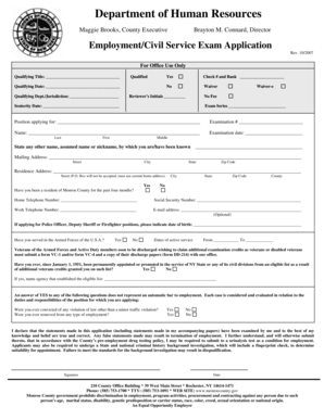 Employment Civil Service Exam Application