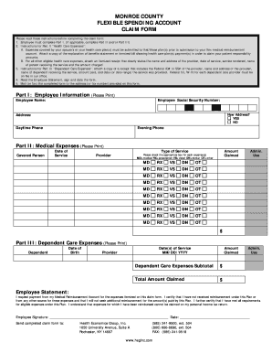 Monroe County Flexible Spending Account Claim Form
