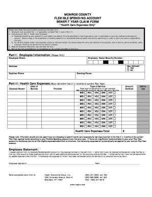 Monroe County Flexible Spending Account Claim Form