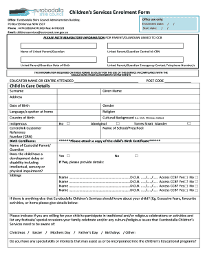 Children’s Services Enrolment Form