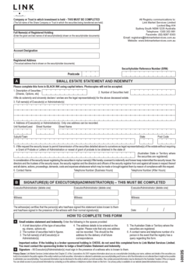 Small Estate Statement and Indemnity