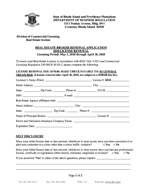 Rhode Island Real Estate Broker Renewal Application