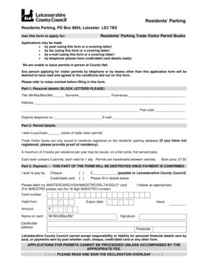 Residents’ Parking Trade Visitor Permit Application