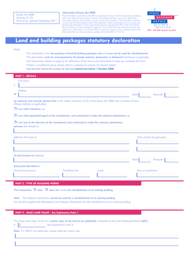 Victoria Land and Building Packages Statutory Declaration