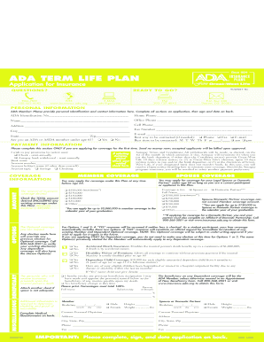 ADA Term Life Insurance Application