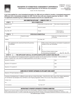 Florida Homestead Assessment Transfer Form DR-501T