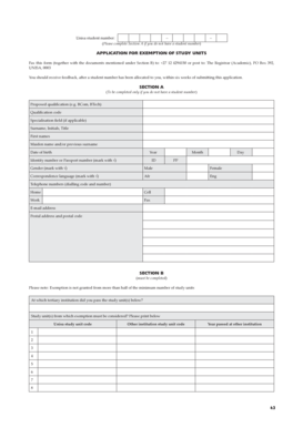 Unisa Application for Exemption of Study Units