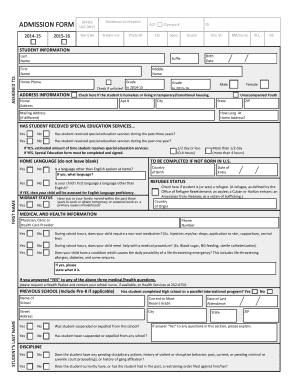 Seattle Public Schools Admission Form