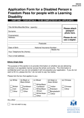 Disabled Person’s Freedom Pass Application