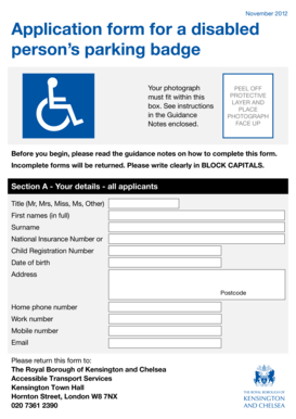 UK Disabled Person’s Parking Badge Application