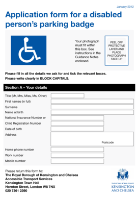 UK Disabled Person’s Parking Badge Application
