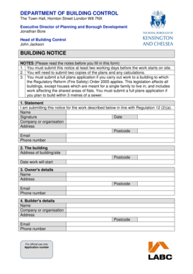 UK Building Notice Form