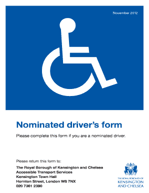 Nominated Driver Form