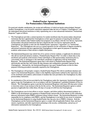 StudentTracker Agreement for Postsecondary Educational Institutions