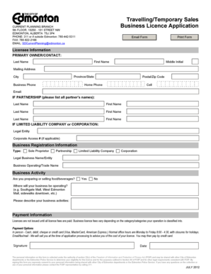 Edmonton Business Licence Application
