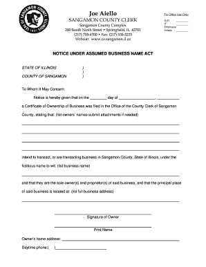 Illinois Assumed Business Name Notice