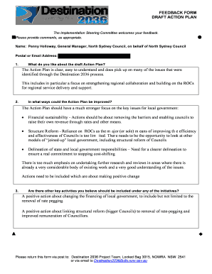 Plan of action form - FEEDBACK FORM DRAFT ACTION PLAN The Action Plan is clear ...