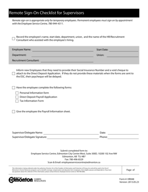 Remote Sign-On Checklist for Supervisors