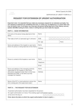 Deprivation of Liberty Form No. 2
