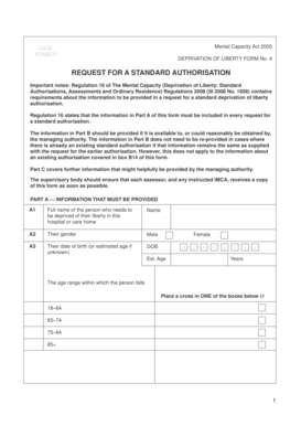 Deprivation of Liberty Form No. 4
