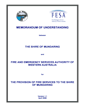 Memorandum of Understanding MOU - Shire of Mundaring - mundaring wa gov