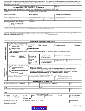 USDA Employee Award Recommendation Form