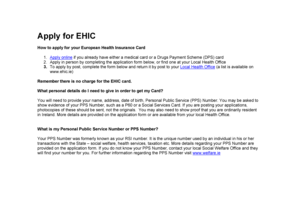 European Health Insurance Card Application Form