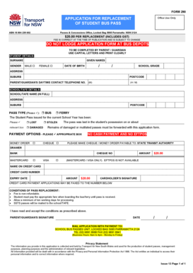 Student Bus Pass Replacement Application