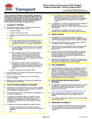 Example of PVC Terms and Conditions and Application Form with ... - transport nsw gov