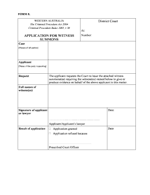 Western Australia Witness Summons Application