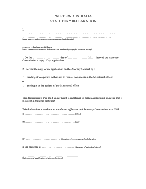 Western Australia Statutory Declaration