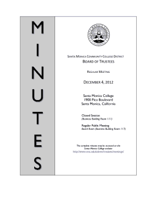 Meeting minutes template - BT Meeting Minutes 12-4-2012 - Santa Monica College - smc