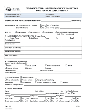 Highest Risk Domestic Violence Designation Form