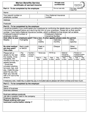 UK Employee Income Certificate