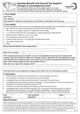 Housing Benefit and Council Tax Support Change of Circumstances Form