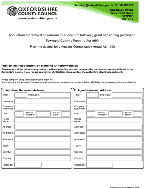 UK Planning Permission Condition Variation Application