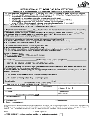 International Student CAS Request Form