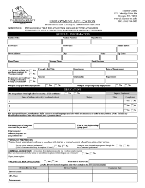 Thurston County Employment Application