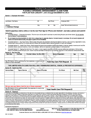 Thurston County Flexible Spending Arrangement Claim Form