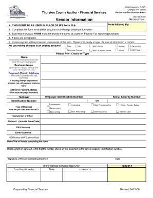 Washington State Vendor Information Form