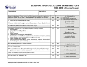 Seasonal Influenza Vaccine Screening Form
