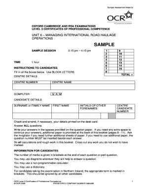 Oxford Cambridge RSA Exam Sample